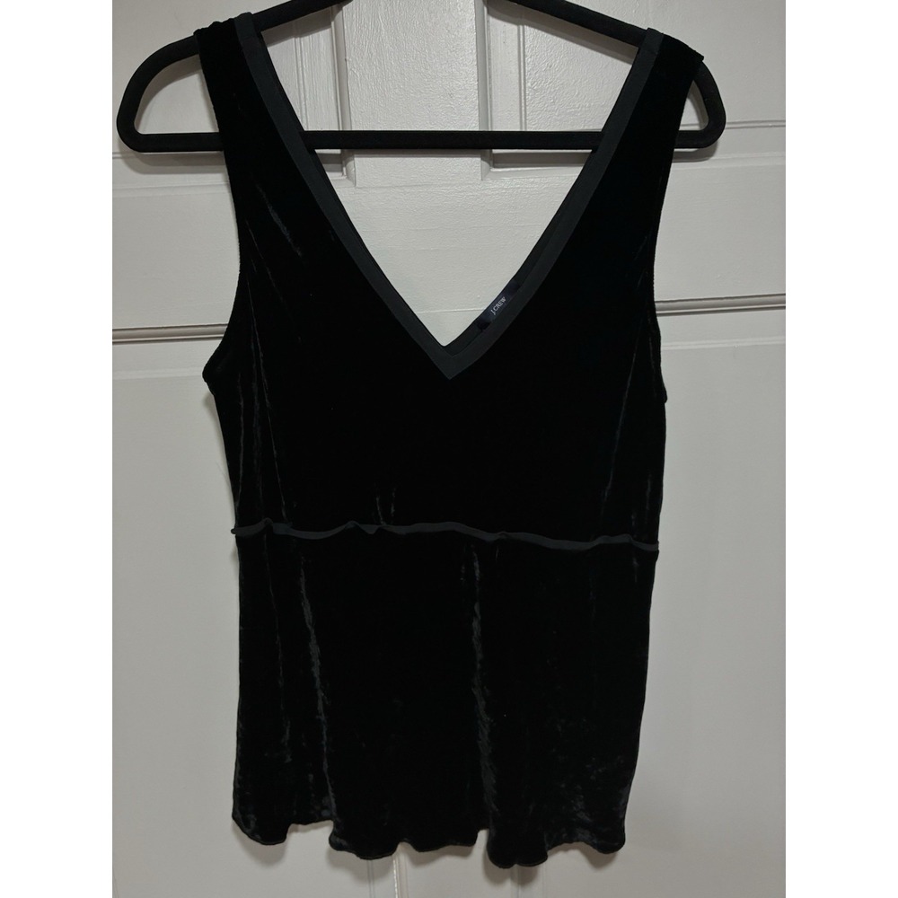 J. Crew Women Silk Blend Velvet Babydoll Tank Top Sleeveless Large Witchy Vampy